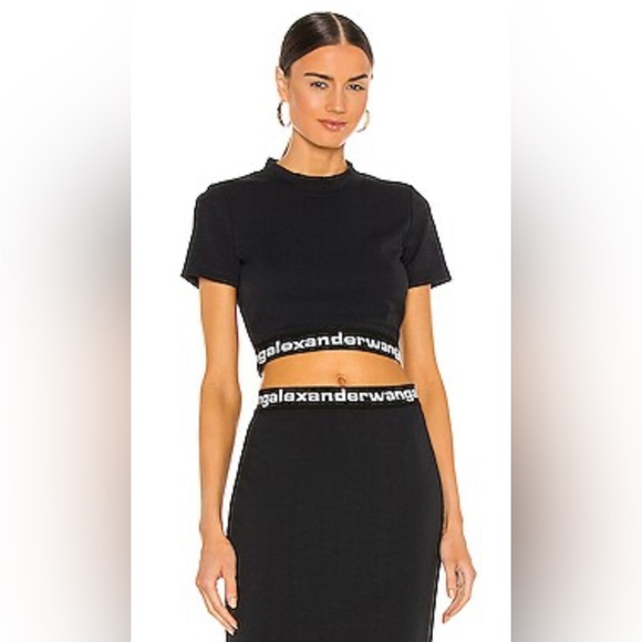 Authentic Alexander Wang Black logo cropped top - Picture 1 of 5